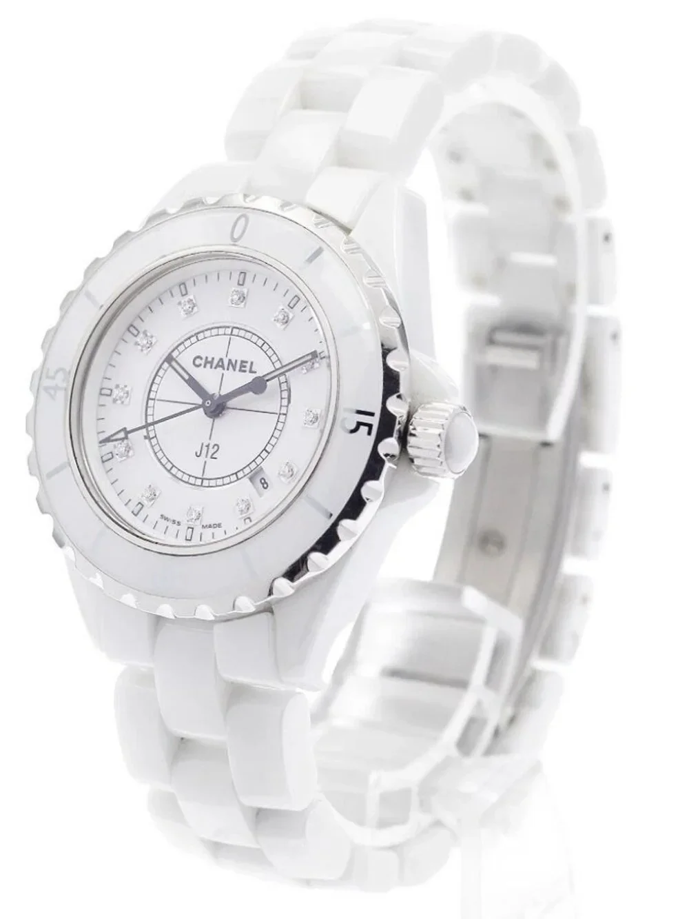 CHANEL J12 H1628 White ceramic 12P diamond white Dial Quartz Ladies Watch_940181